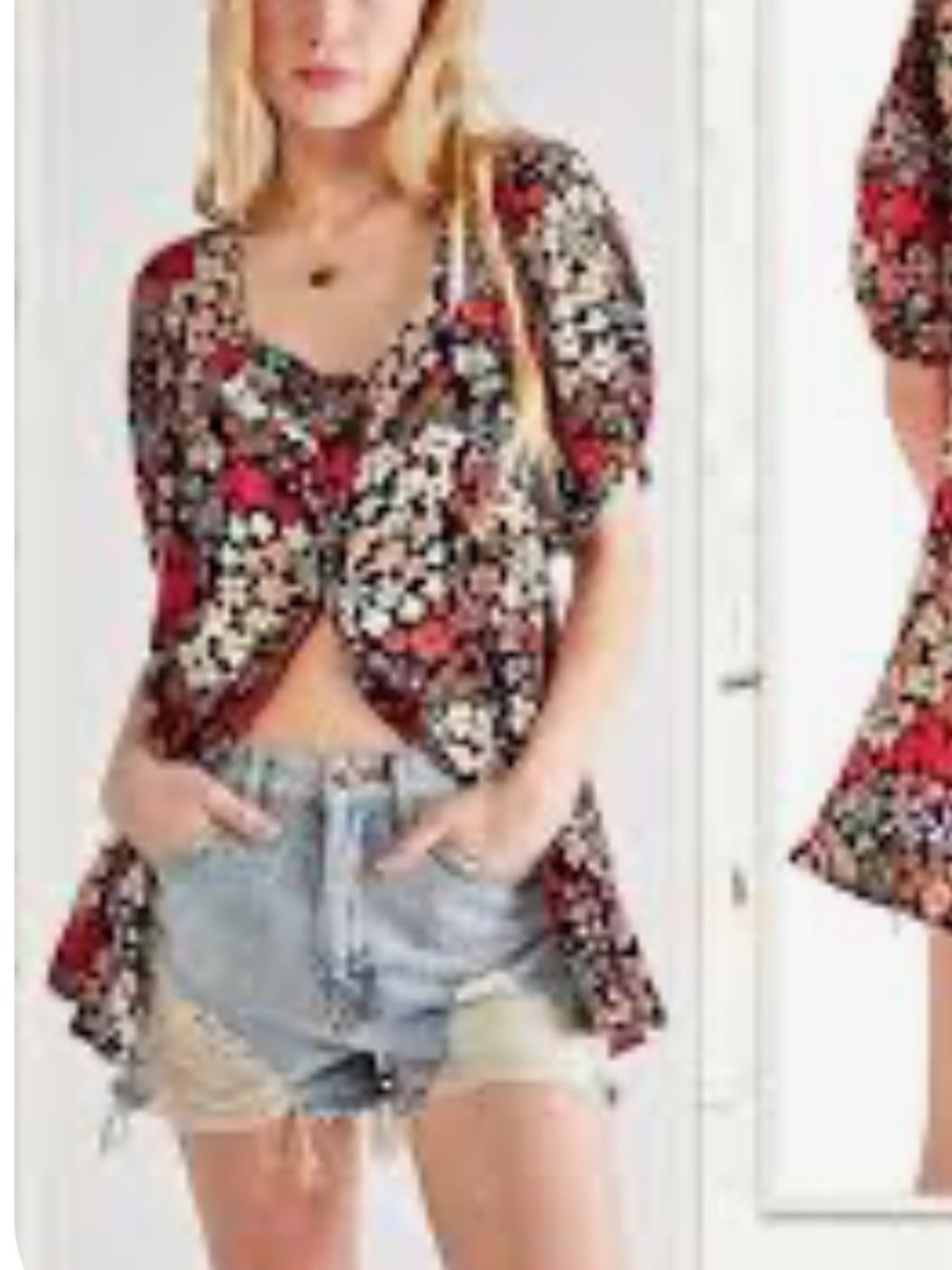 Free People  Floral Tunic Blouse
